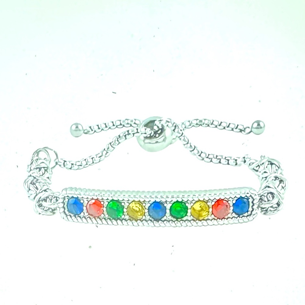 Multi Color Simulated Diamond Bolo Bracelet in Stainless Steel 9.00 ctw NWT